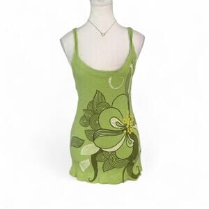 FANG Y2K 2000s Dainty Fairycore Vintage Cotton Floral Soft Girl Green Size Large